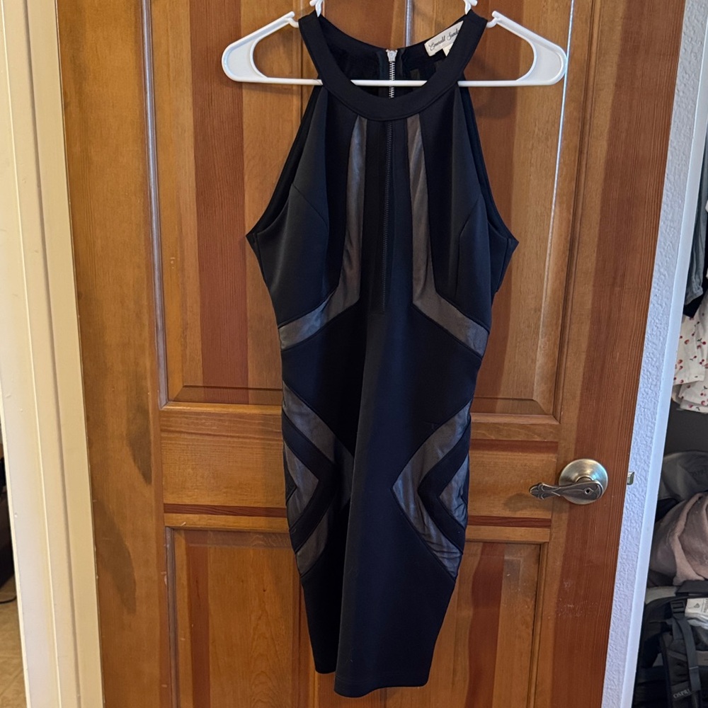 Emerald Sundae Black Geometric Mini Dress